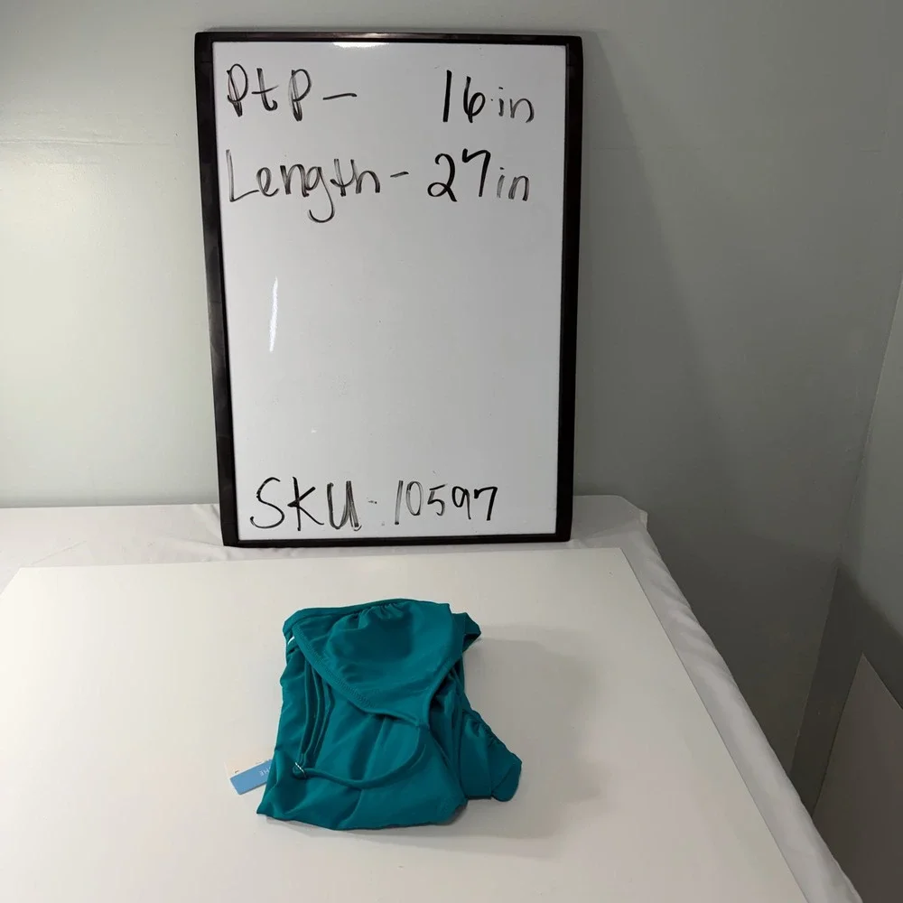 Cupshe Teal Ruched V-Neck One Piece Swimsuit Adjustable Straps NWT Large‎